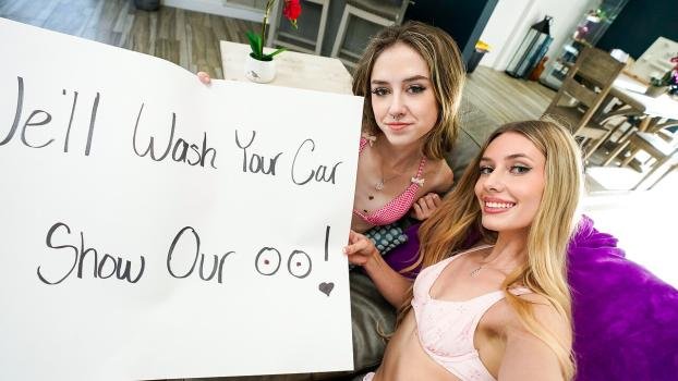 – Stepsis And Her Friend Have A Bikini Carwash